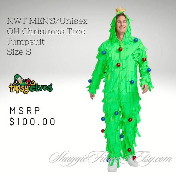MSRP $100 ✨ NWT Men’s/Unisex “Oh Christmas Tree” Jumpsuit – Size S-M ✨QUICKSHIP - Picture 2 of 7